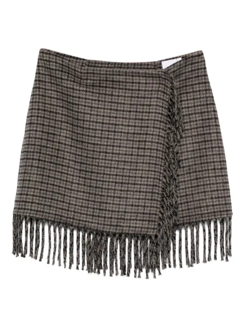 P.A.R.O.S.H. checked fringe skirt