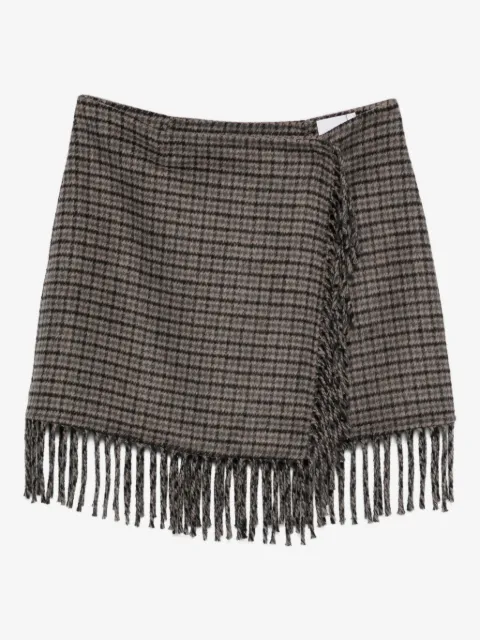 P.A.R.O.S.H. checked fringe skirt