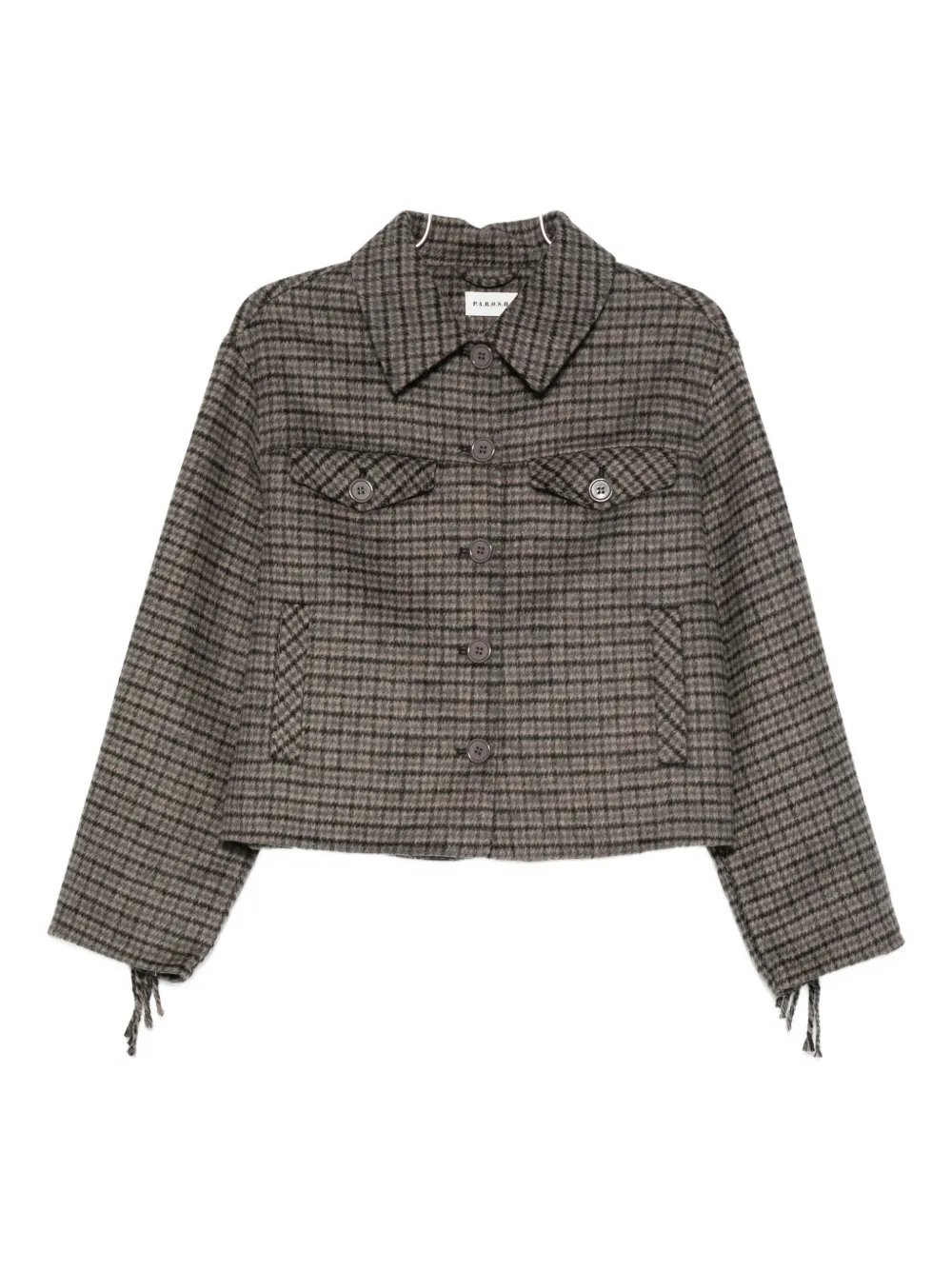 P.a.r.o.s.h Checked Frayed-sleeve Jacket In Gray