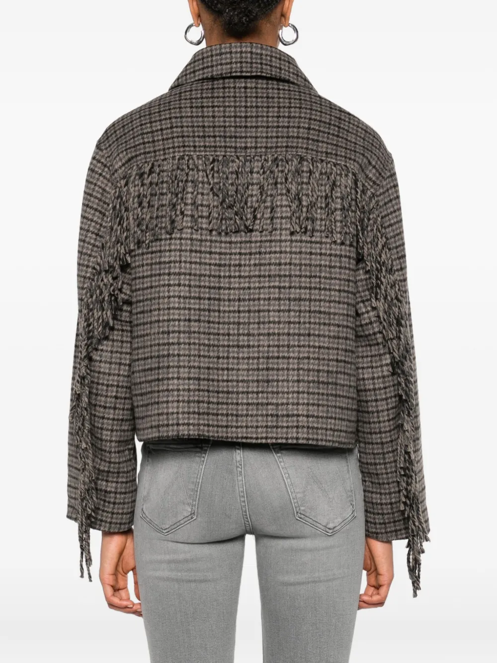 P.a.r.o.s.h Checked Frayed-sleeve Jacket In Gray