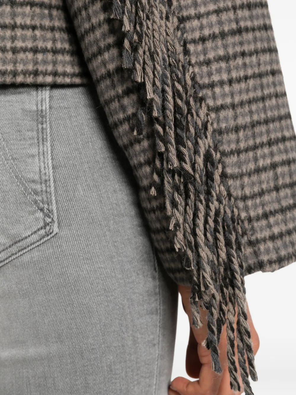 P.a.r.o.s.h Checked Frayed-sleeve Jacket In Gray