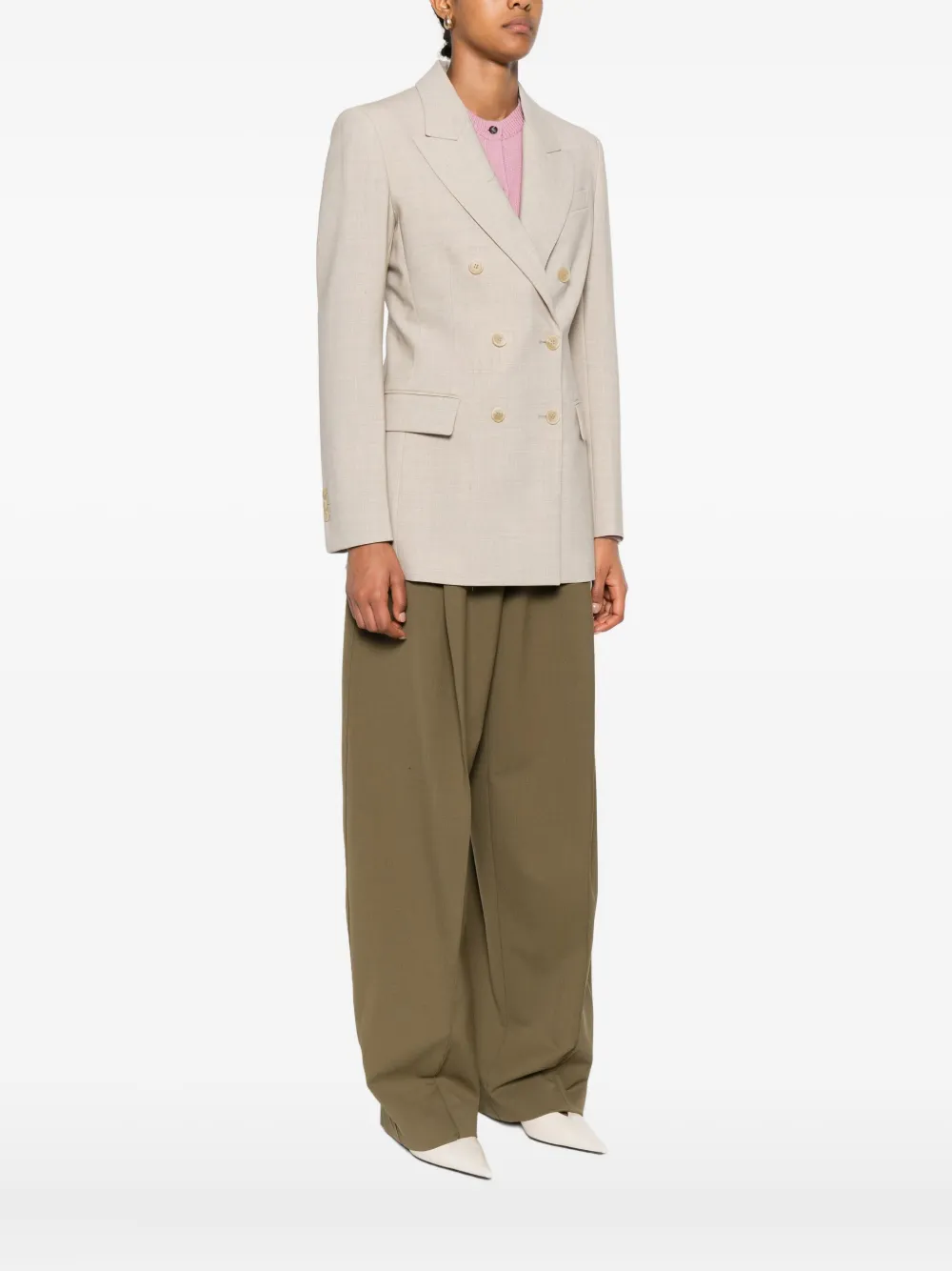 P.A.R.O.S.H. double-breasted wool blazer Beige