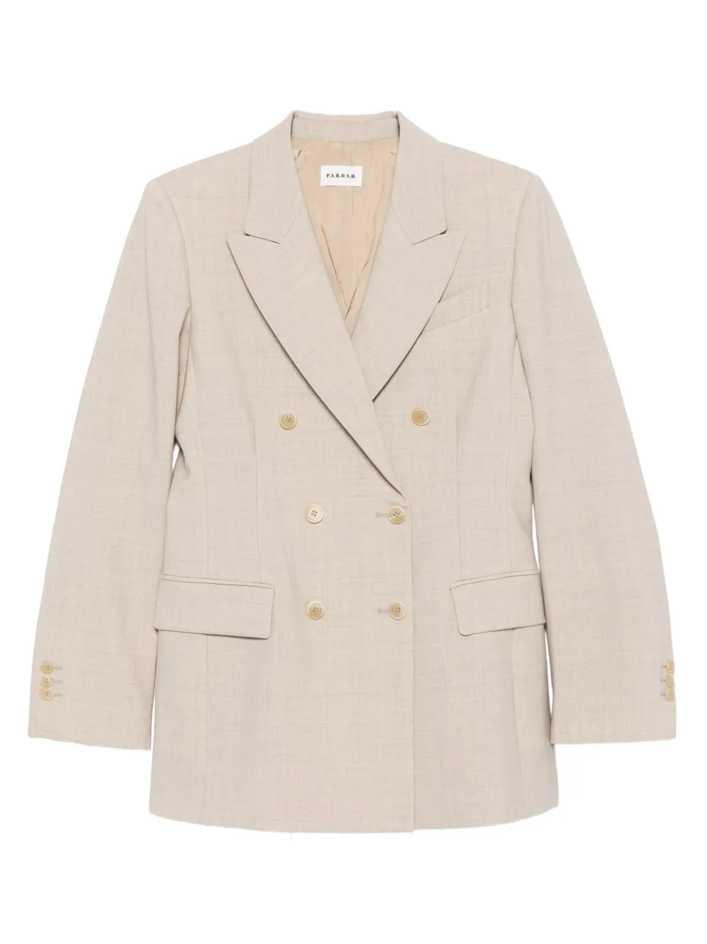 P.A.R.O.S.H. Wollen blazer met dubbele rij knopen Beige