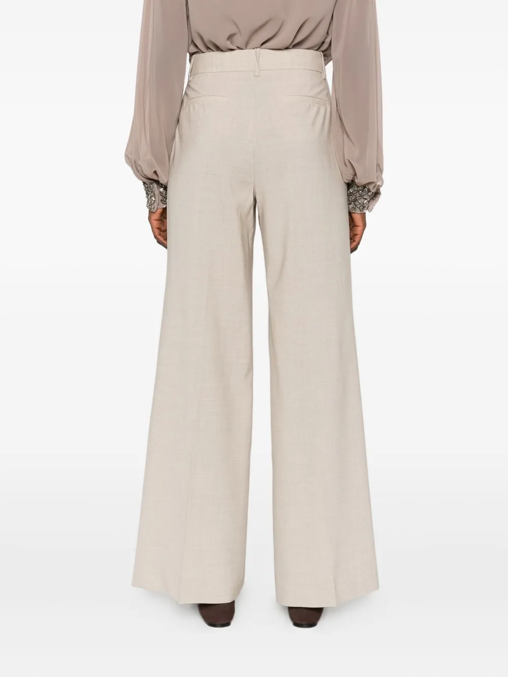 P.A.R.O.S.H. Straight broek van wolblend Beige