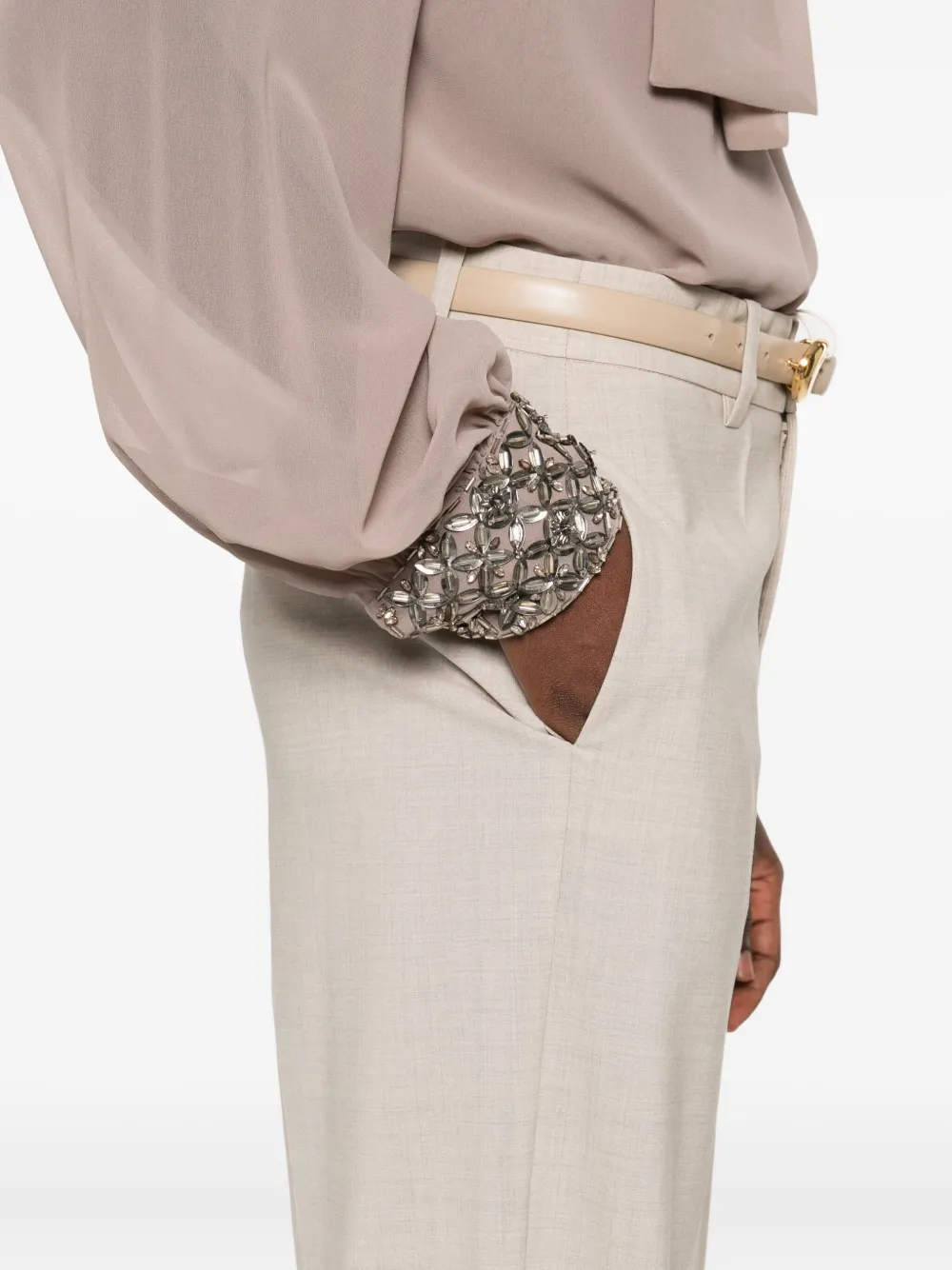 P.A.R.O.S.H. Straight broek van wolblend Beige