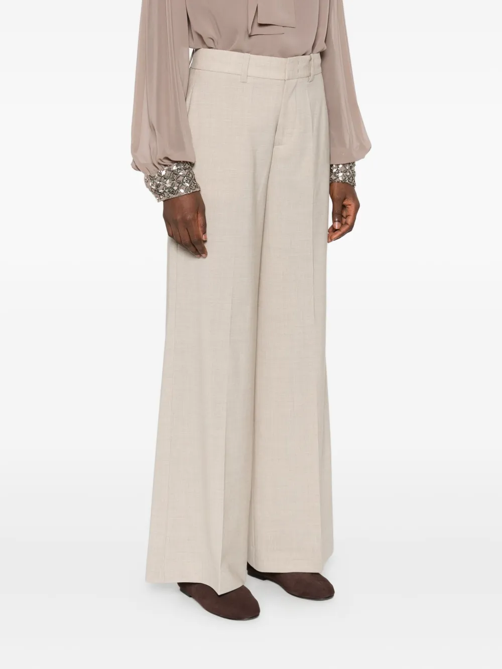 P.A.R.O.S.H. Straight broek van wolblend Beige