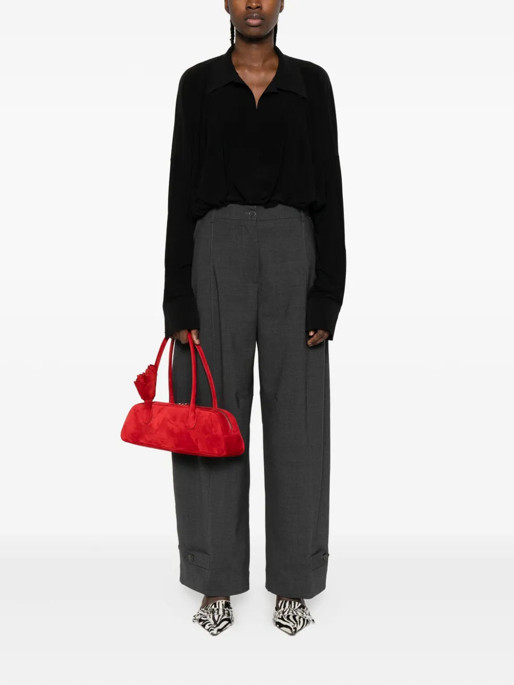 P.A.R.O.S.H. pleated button-fastening trousers - Grijs
