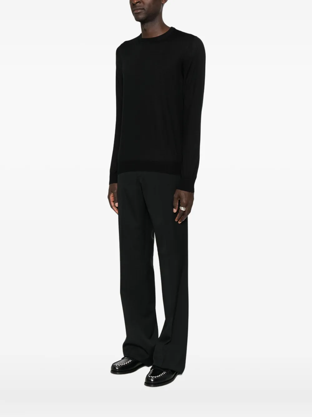 Giuuno Crew-neck Panelled Sweater In Black