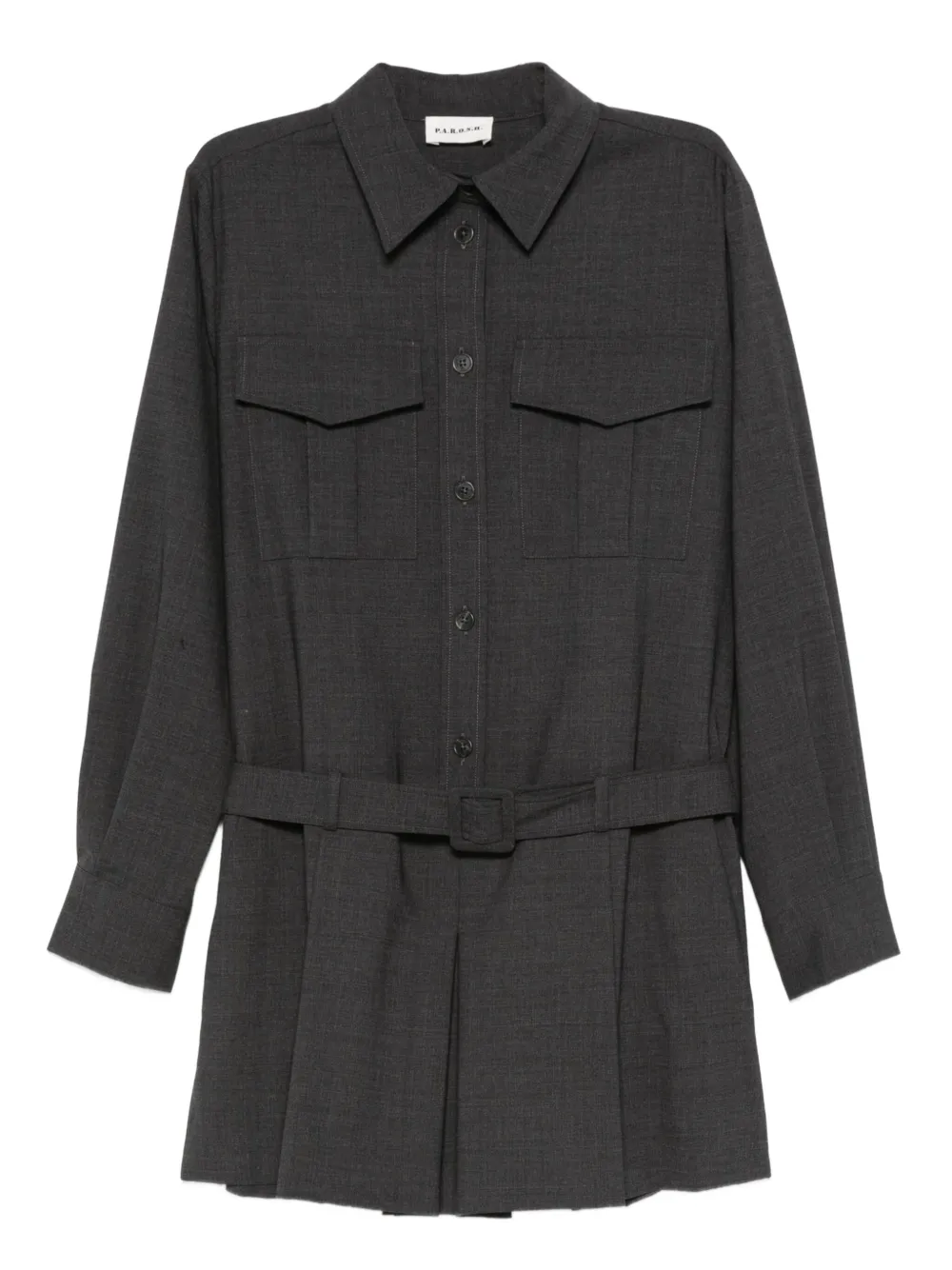 P.A.R.O.S.H. プリーツディテール ミニドレス - グレー