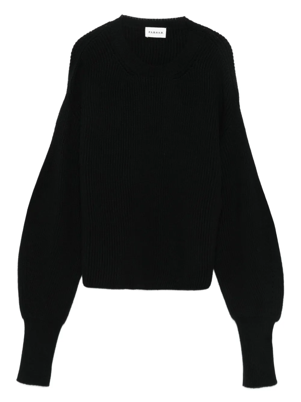 P.a.r.o.s.h Ribbed Balloon-sleeve Sweater In Black