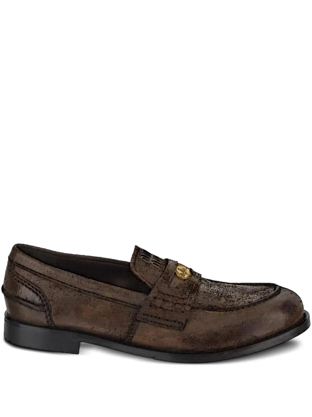 Miu Miu leather Penny loafers - Marrone