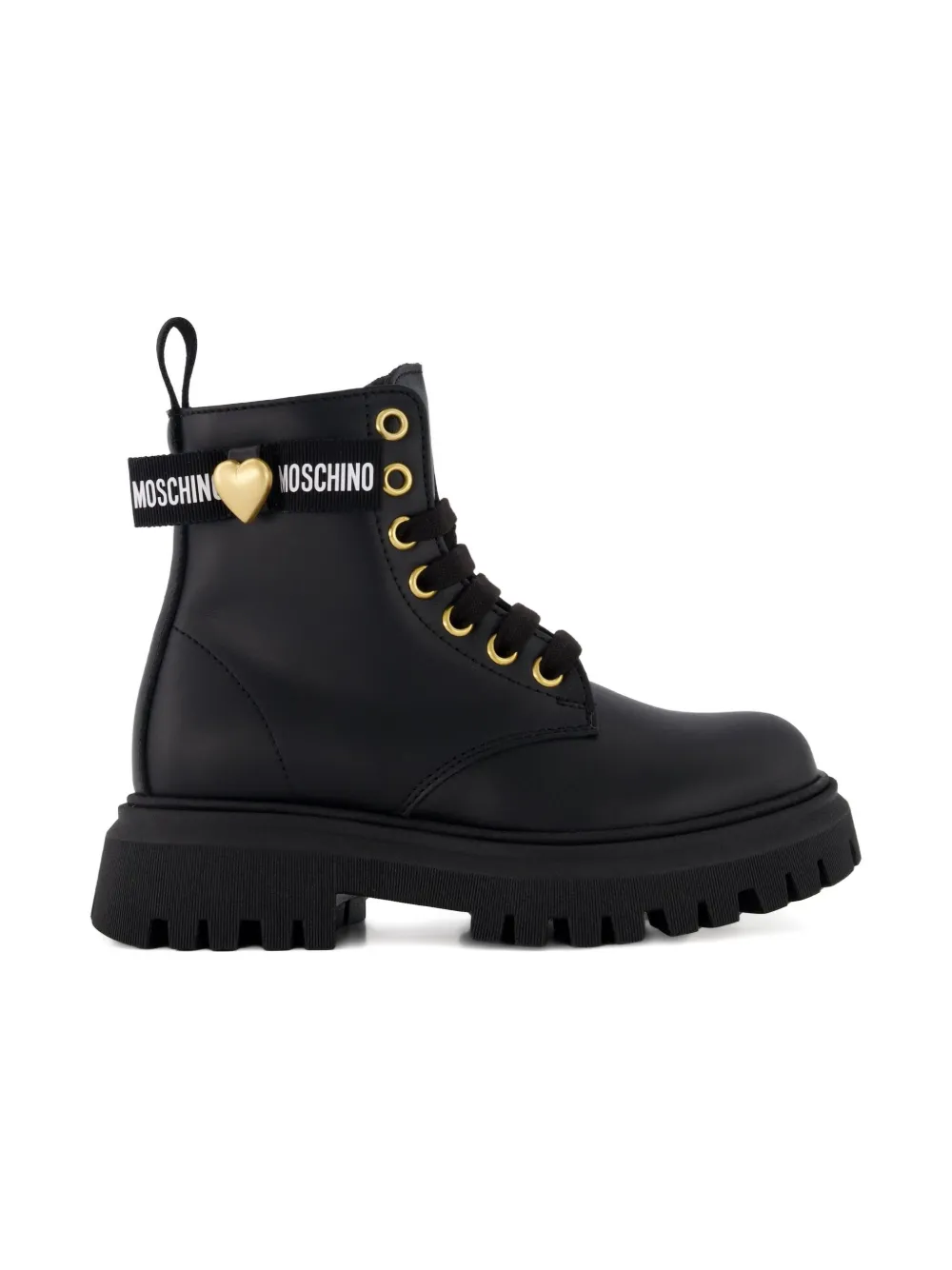 Moschino Kids lace-up heart-detail boots Black