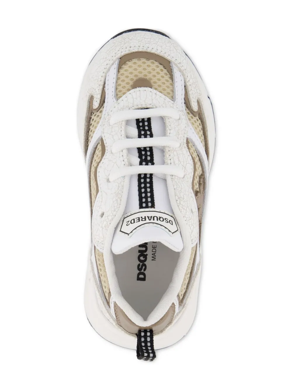 DSQUARED2 KIDS cracked-effect mesh sneakers Beige