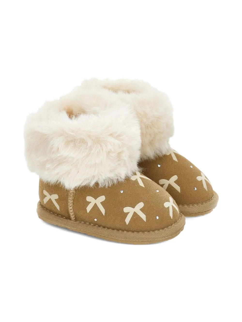 Monnalisa bow-embellished fur-trimmed boots Brown