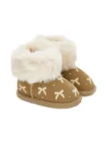 Monnalisa bow-embellished fur-trimmed boots - Brown