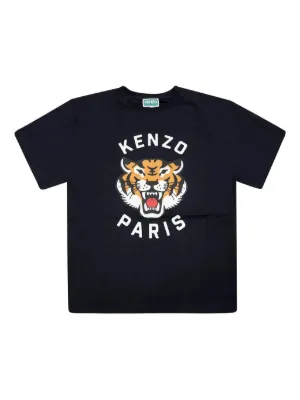 新作KENZO タイガーロゴ ブラック Tシャツ　キッズ　130 Kenzo Kids タイガー Tシャツ | ブラック | FARFETCH JP
