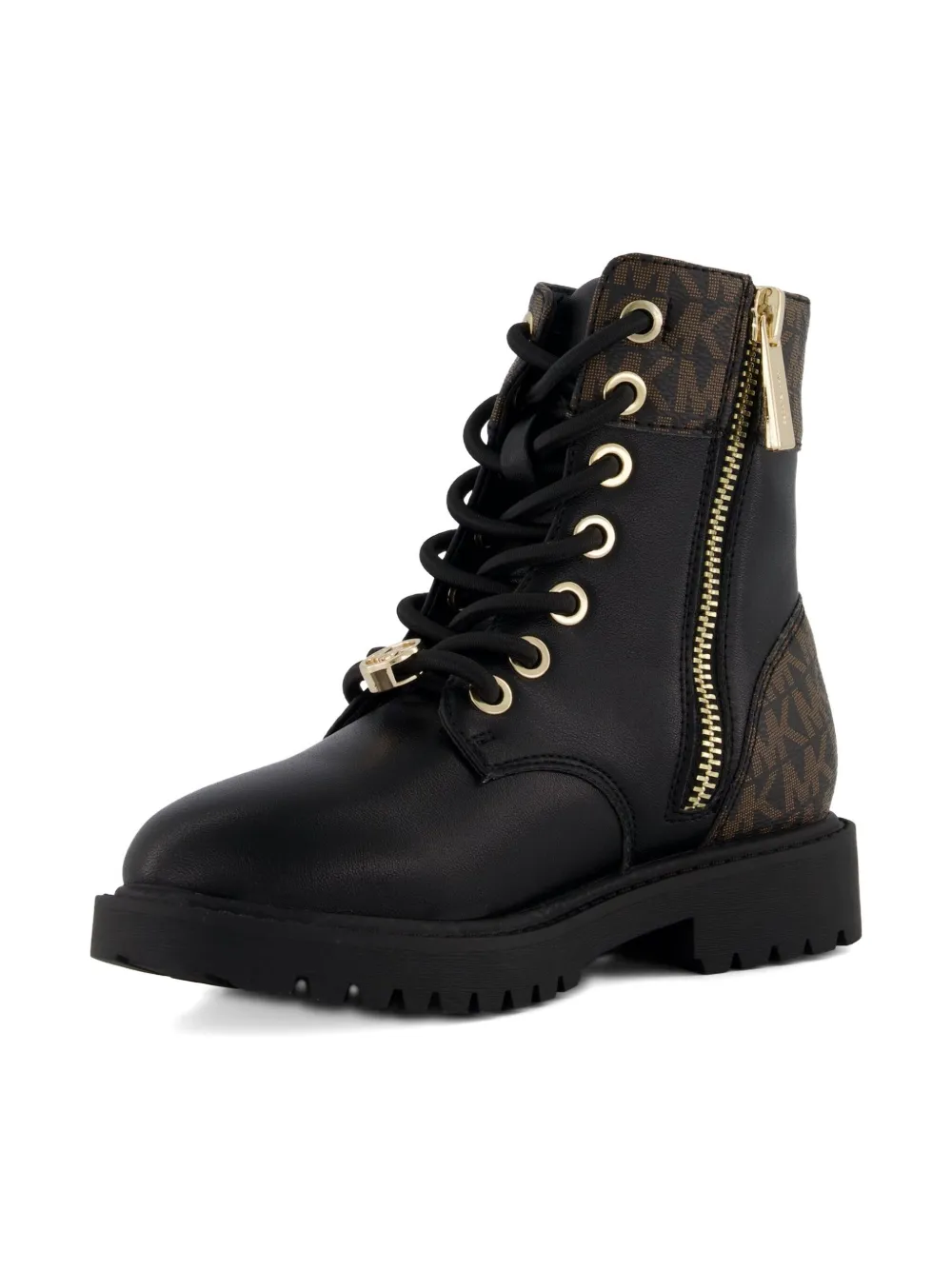 Michael Kors Kids' Lace-up Logo Boots In Black