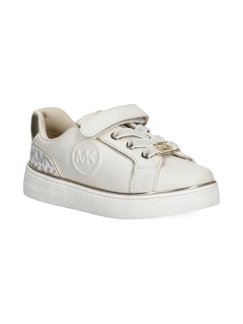 Michael Kors Kids' Logo-embellished Strap Sneakers In Neutral
