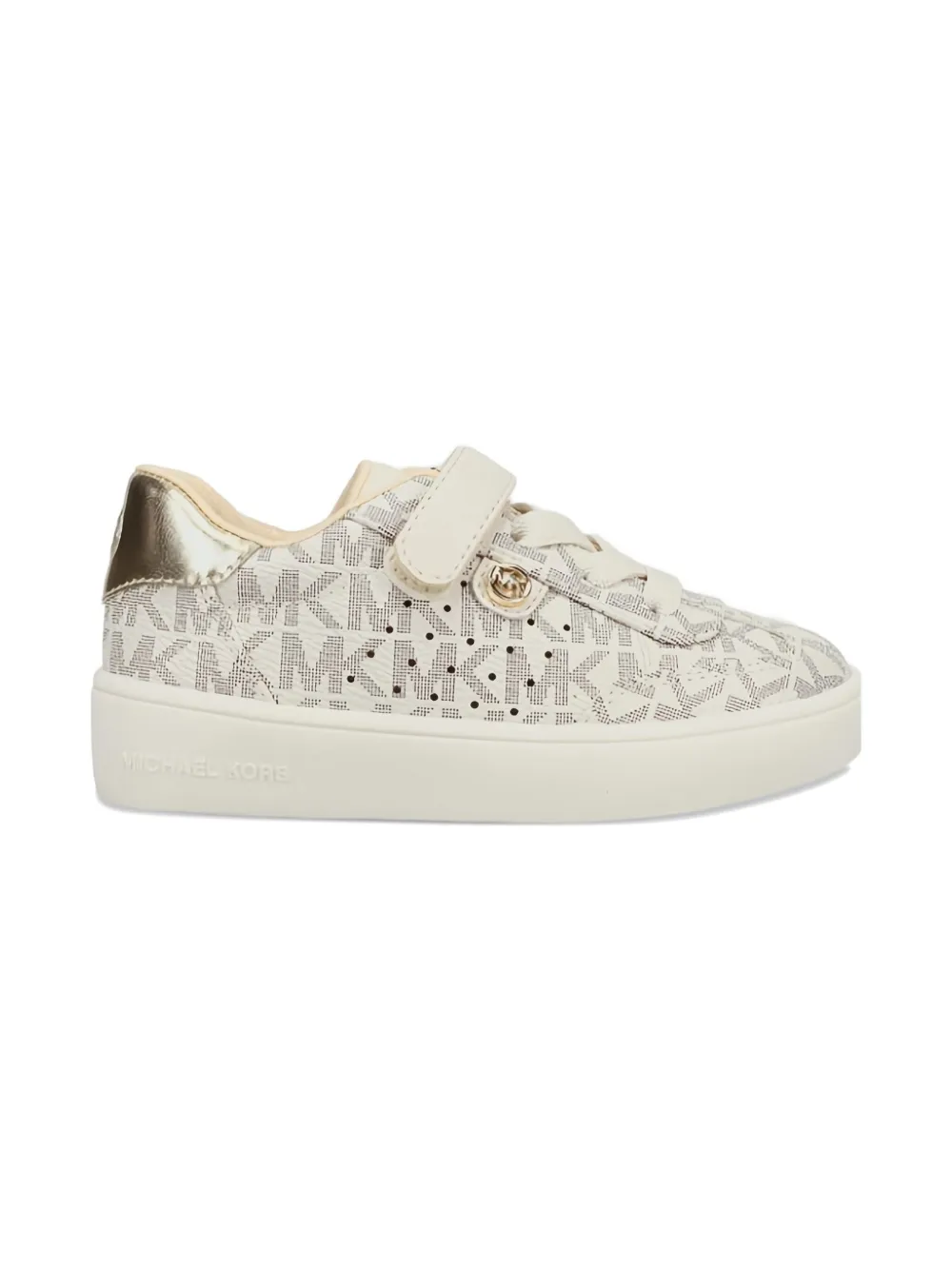 Michael Kors Kids' Monogram Velcro Sneakers In Neutral