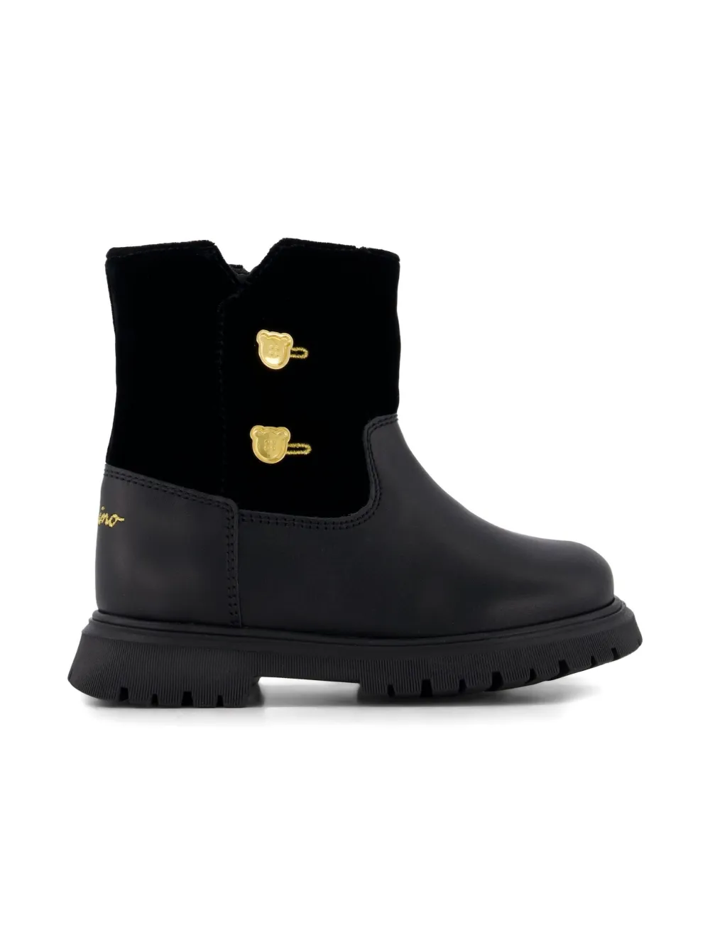 Moschino Kids velvet-trim zip-fastening boots Black