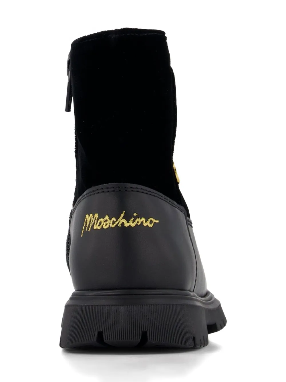 Moschino Kids velvet-trim zip-fastening boots Black