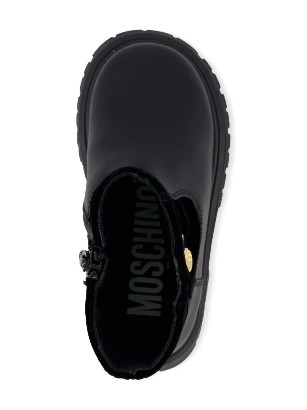 Moschino Kids velvet-trim zip-fastening boots Black