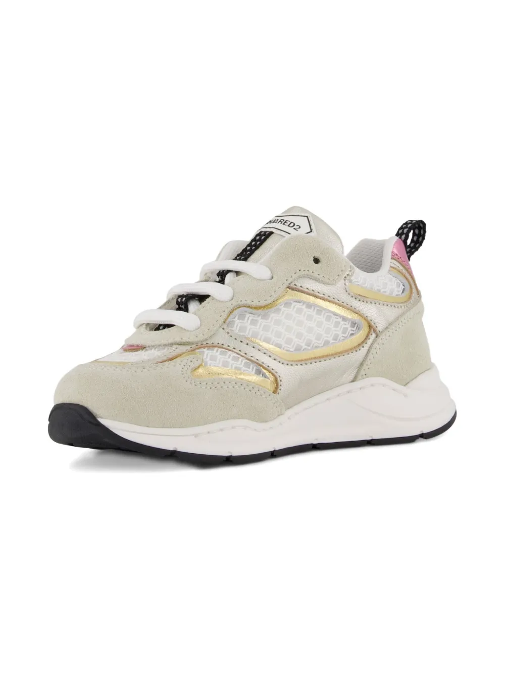 DSQUARED2 KIDS mesh-panel suede sneakers | Neutrals | Image 1