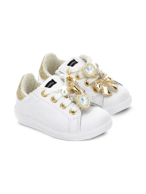 Monnalisa glitter-panelled jewel-embellished sneakers