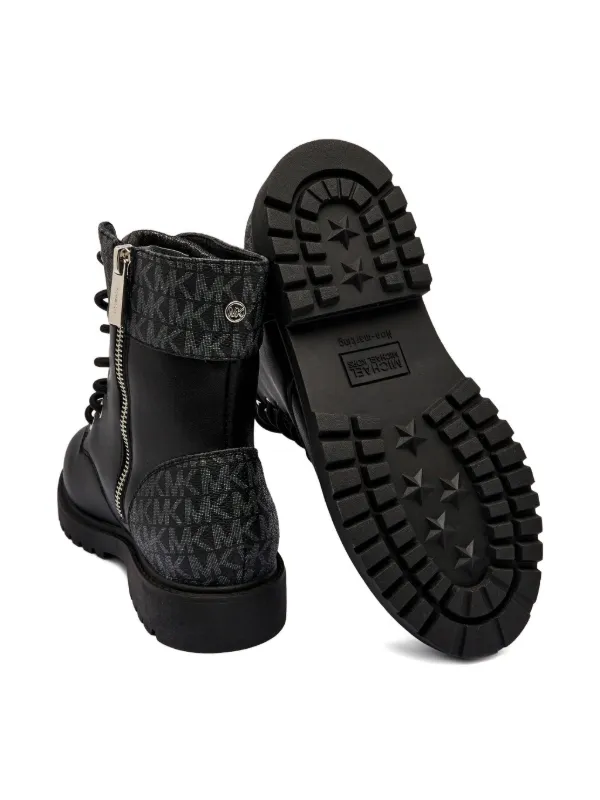 Michael Kors Kids lace-up Logo Boots | Black | FARFETCH display picture 1