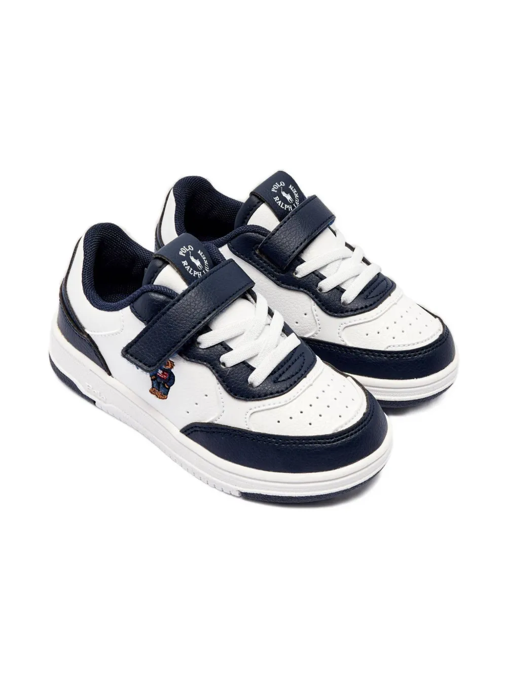 POLO RALPH LAUREN KIDS embroidered-detail touch-strap sneakers - Wit