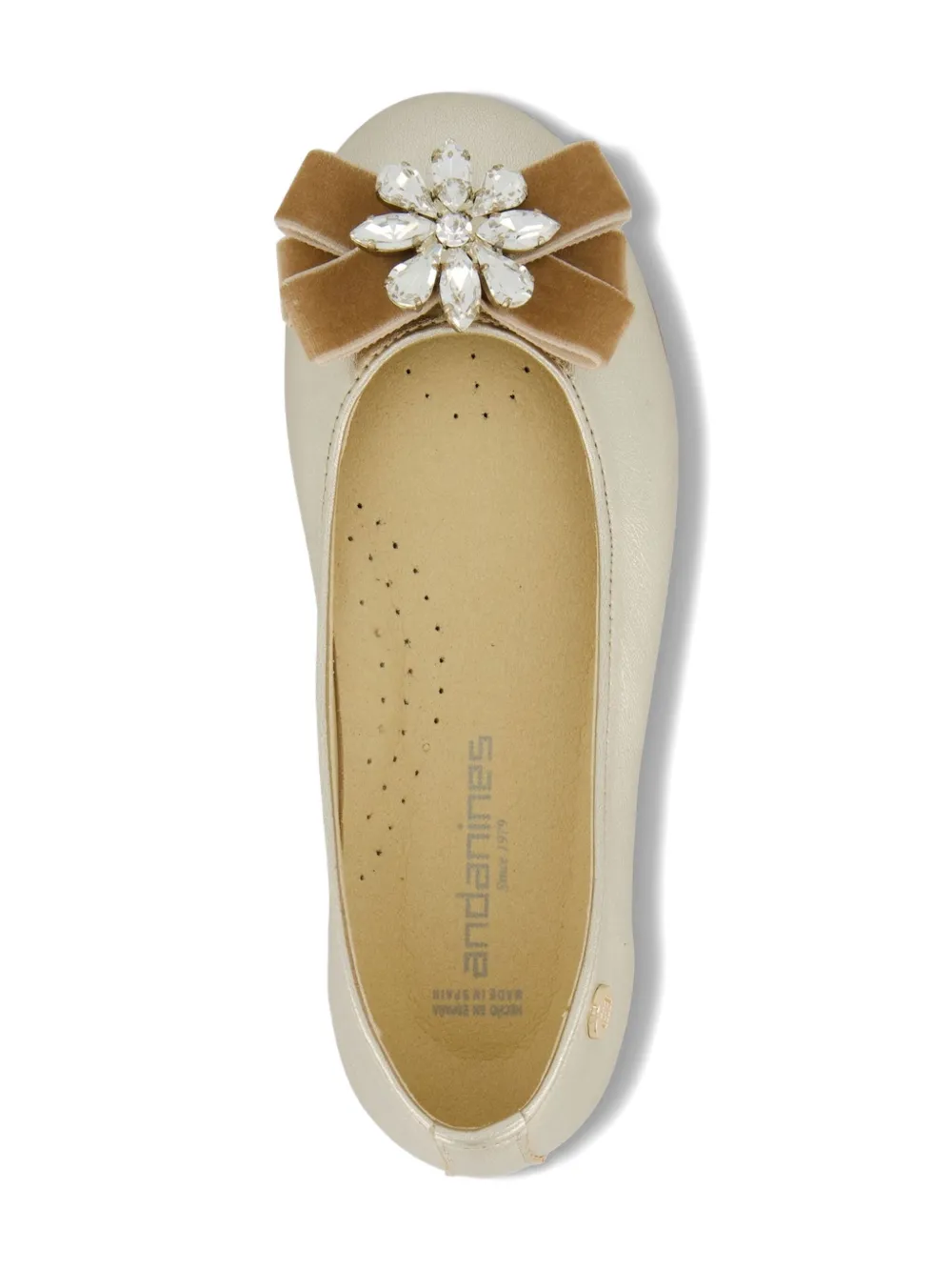 Andanines Jewel-embellished Ballerinas In Neutral