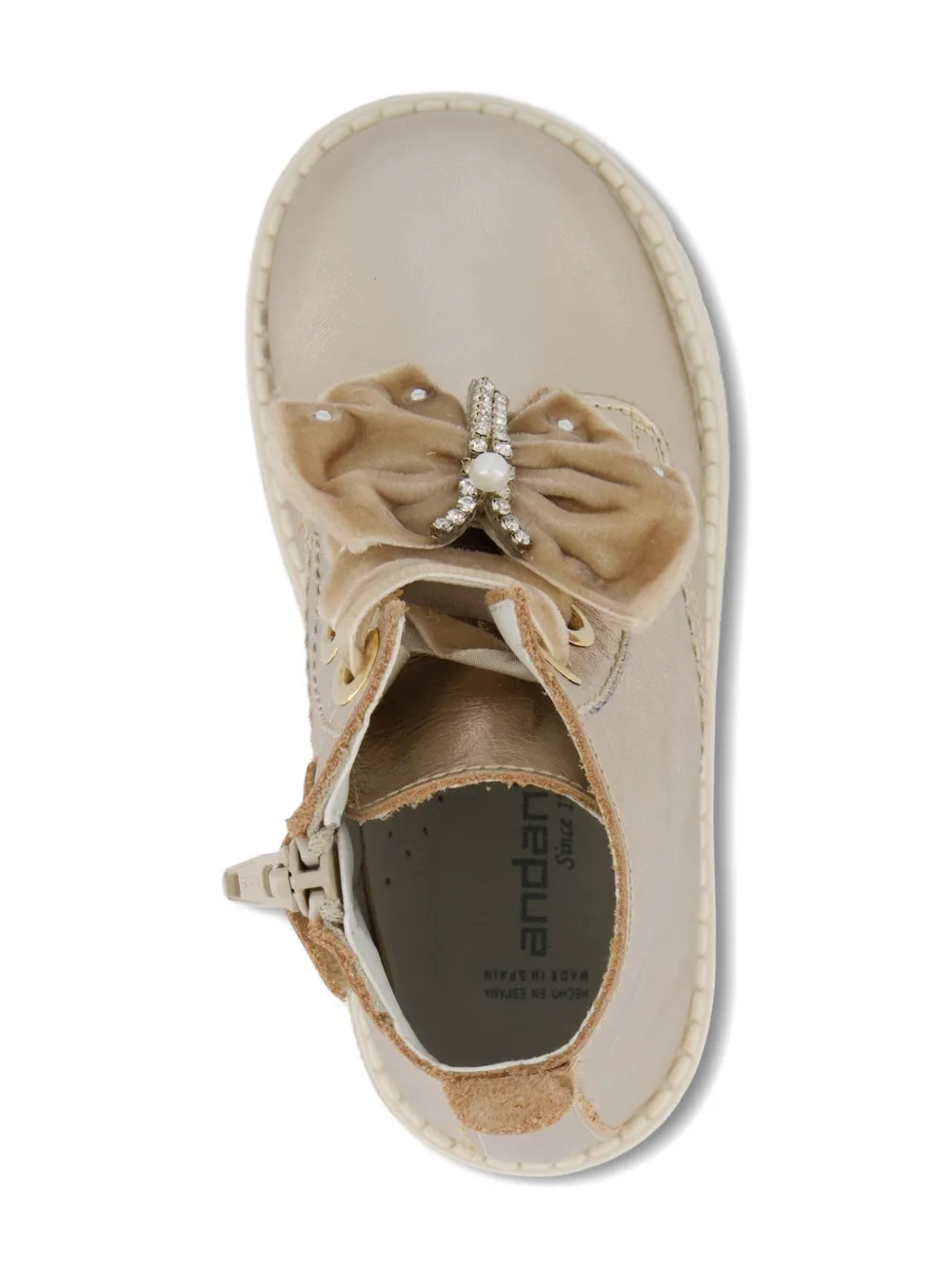 Andanines Velvet-bow Lace-up Boots In Gold