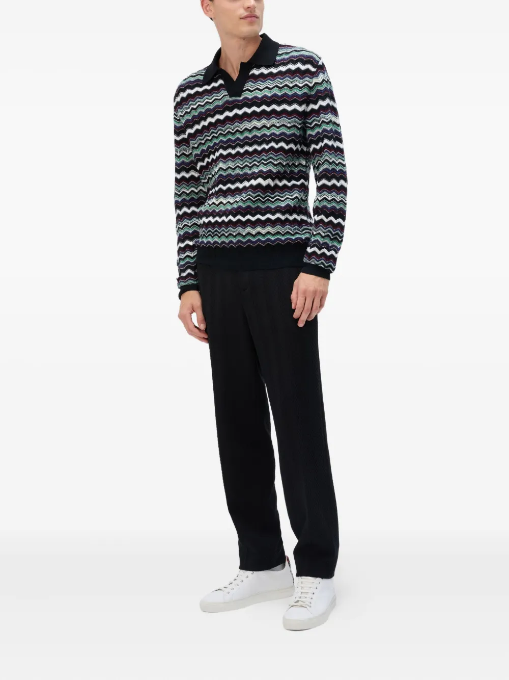 Missoni chevron-pattern polo shirt - Blauw