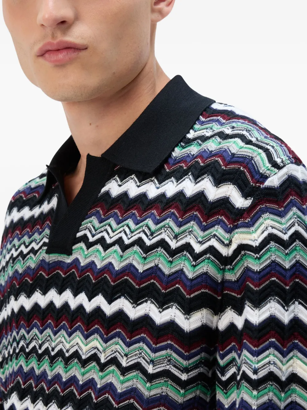Missoni chevron-pattern polo shirt Blauw