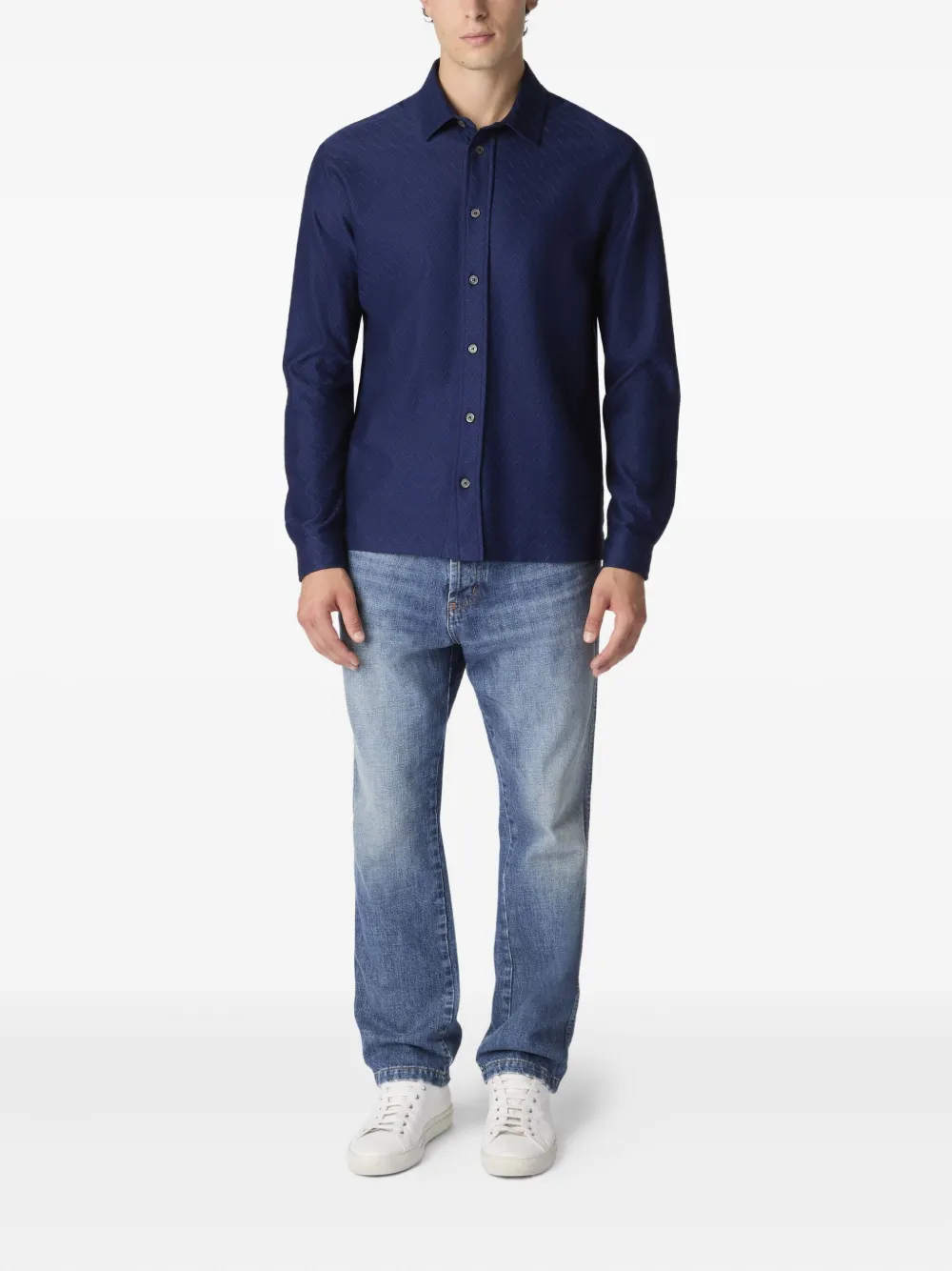 Missoni chevron-pattern cotton shirt - Blauw