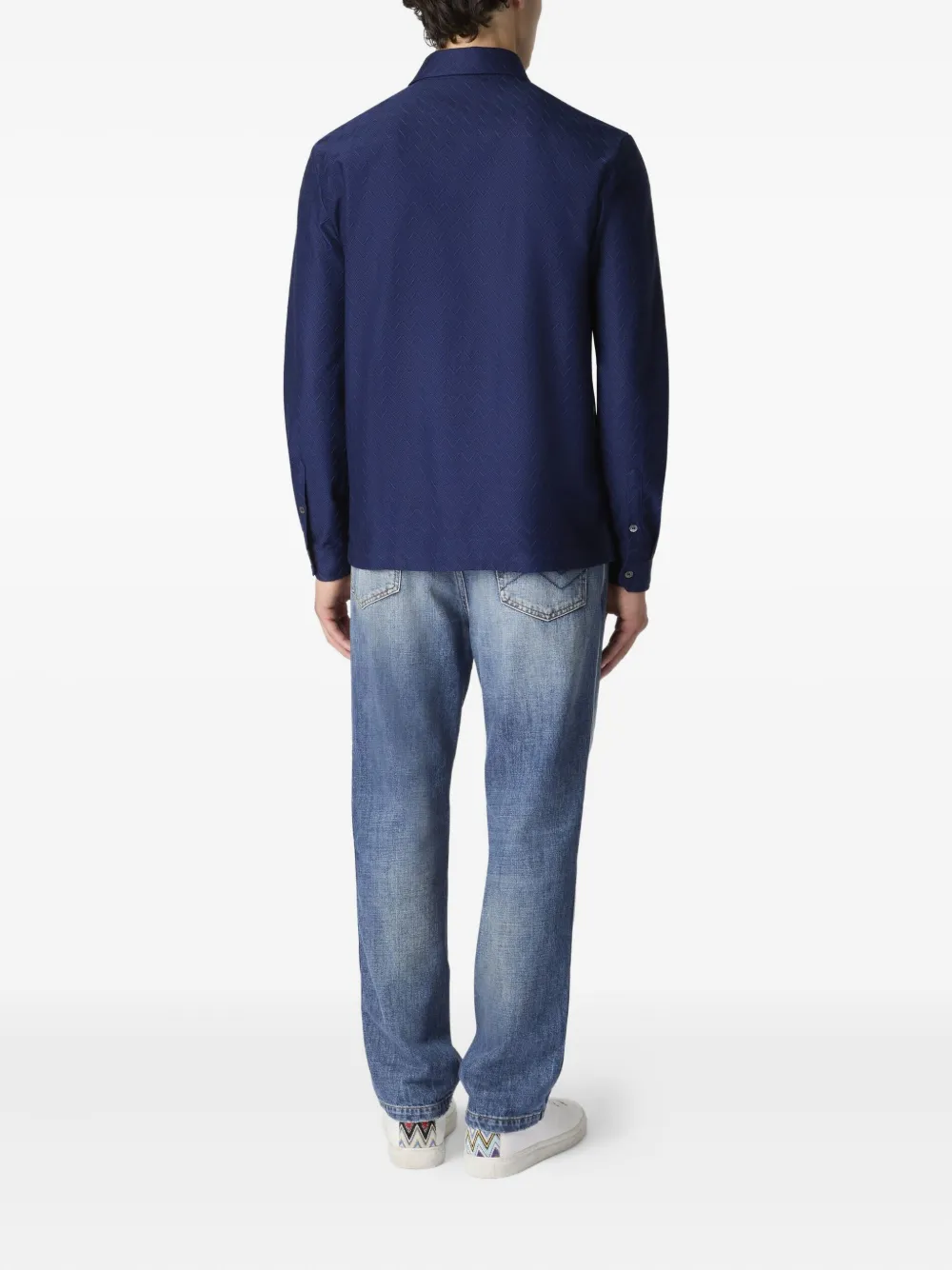 Missoni chevron-pattern cotton shirt Blauw