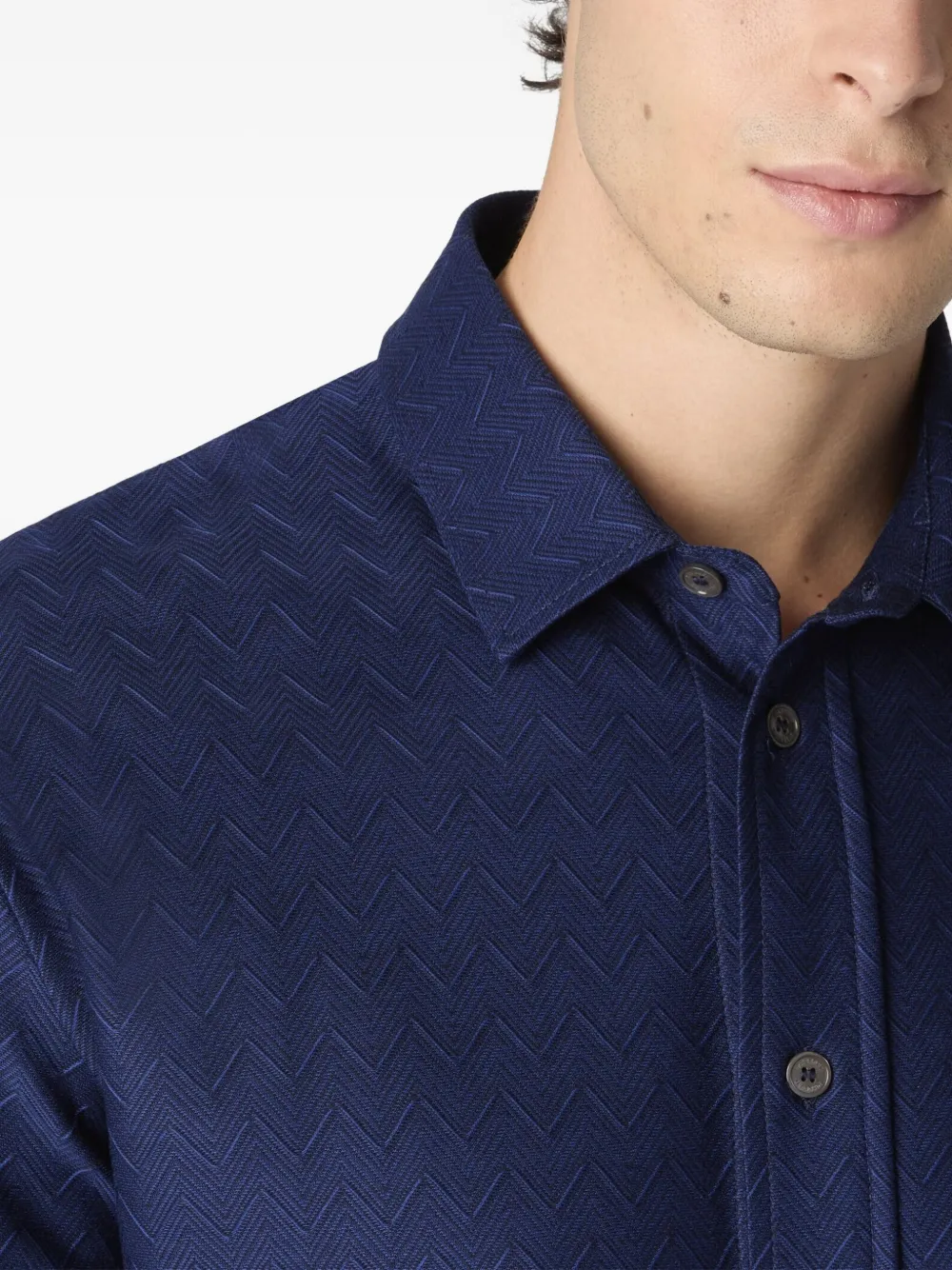Missoni chevron-pattern cotton shirt Blauw