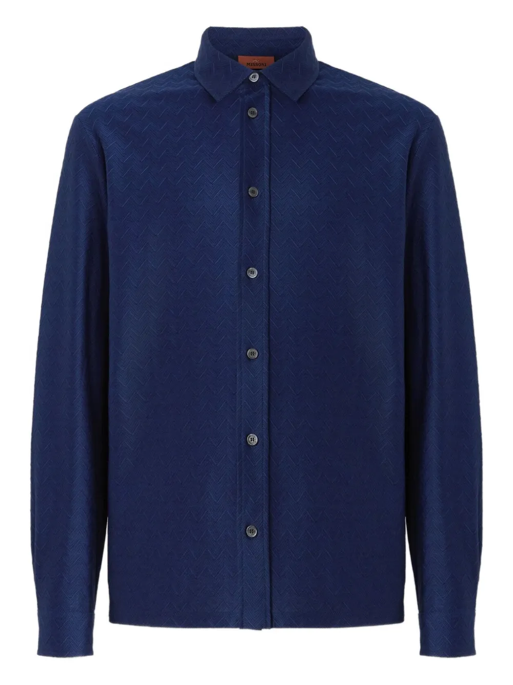 Missoni chevron-pattern cotton shirt Blauw