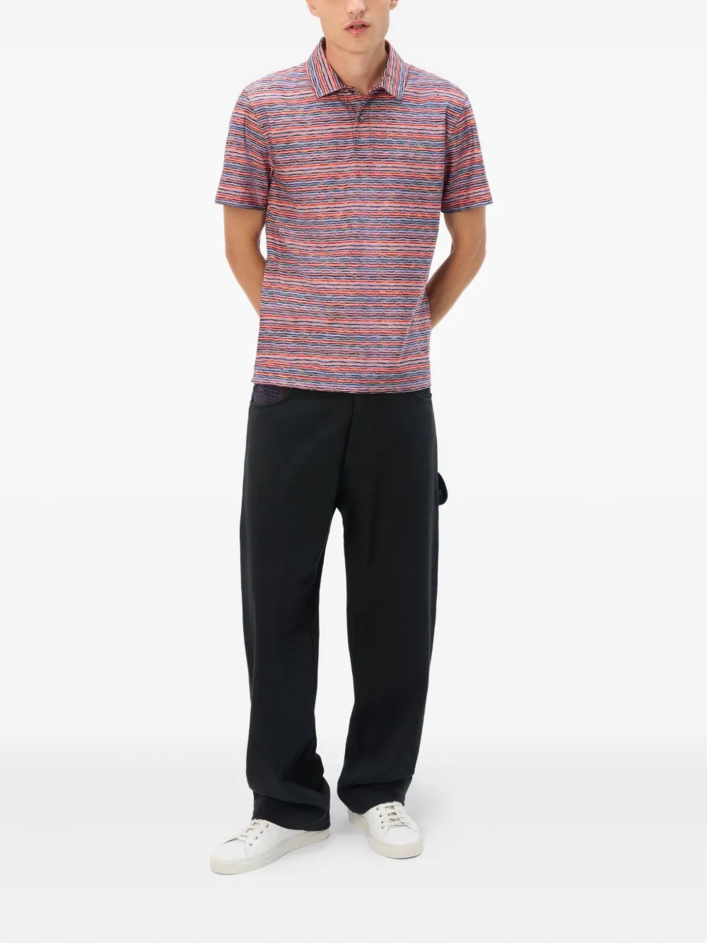 Missoni striped short-sleeve polo shirt Roze