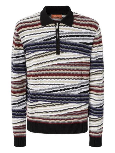 Missoni striped-pattern zip-neck polo shirt