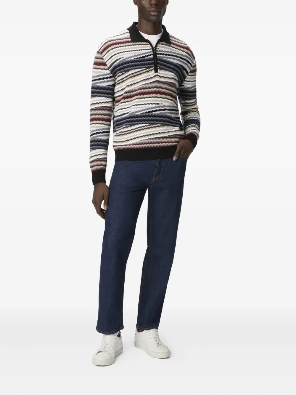 Missoni Gestreept poloshirt met rits Wit