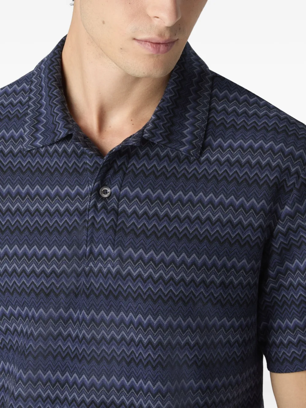 Missoni chevron-pattern polo shirt Blauw