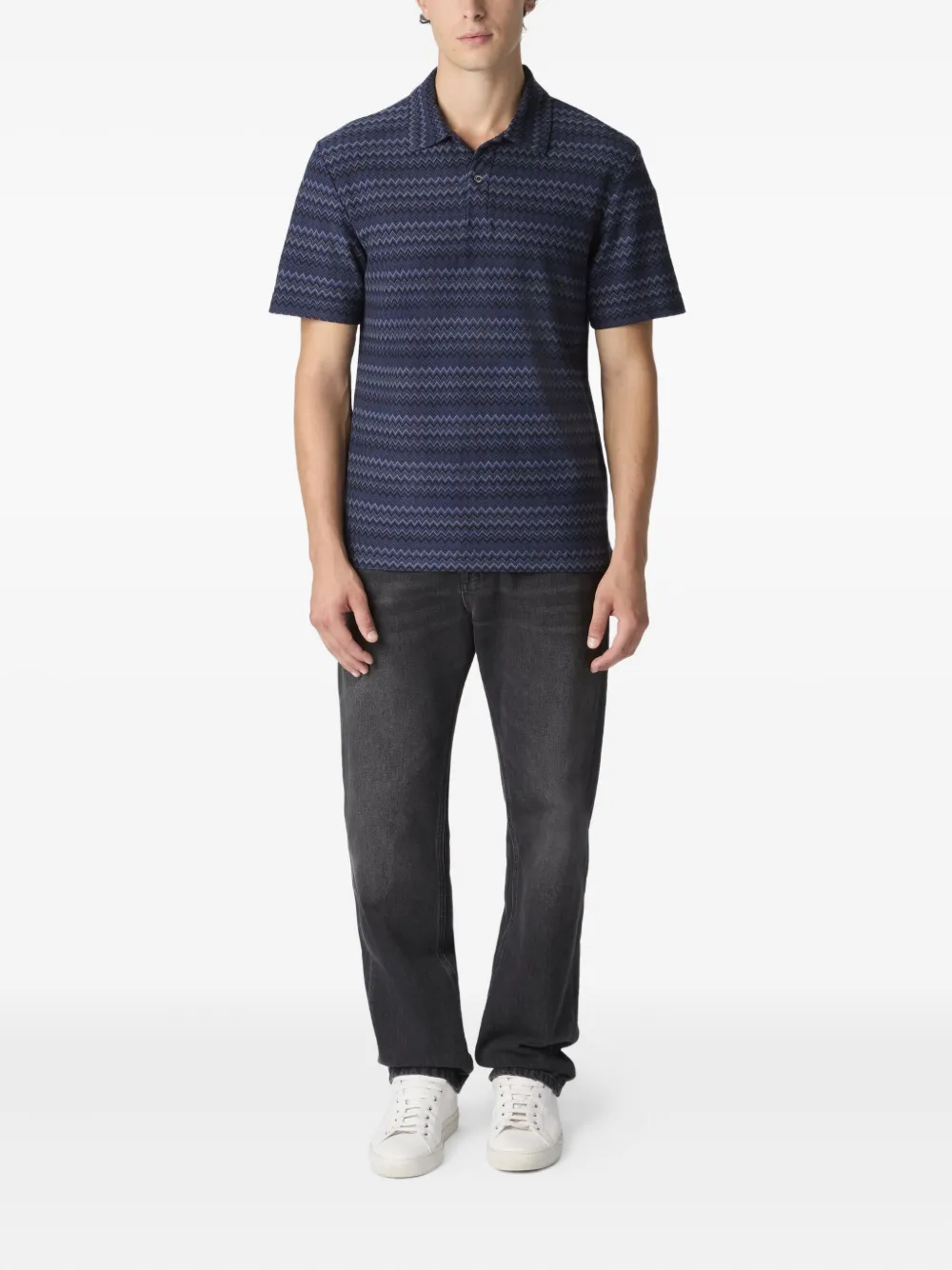 Missoni chevron-pattern polo shirt - Blauw