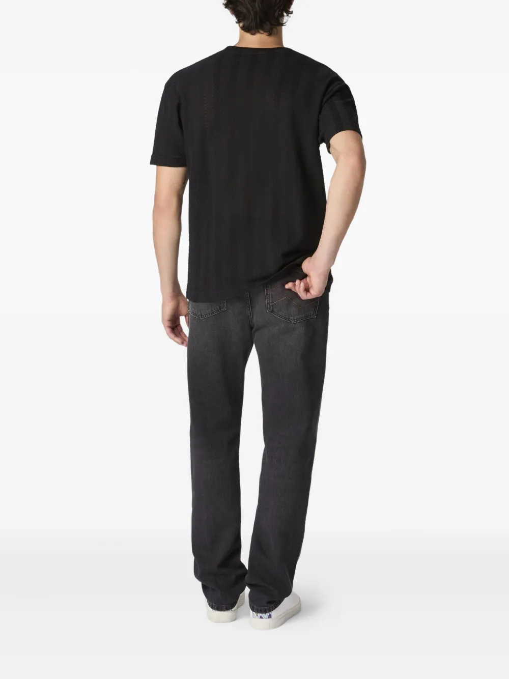 Missoni T-shirt met korte mouwen met visgraat-patroon Zwart