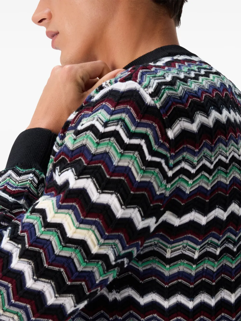 Missoni Trui met zigzag patroon en ronde hals Blauw