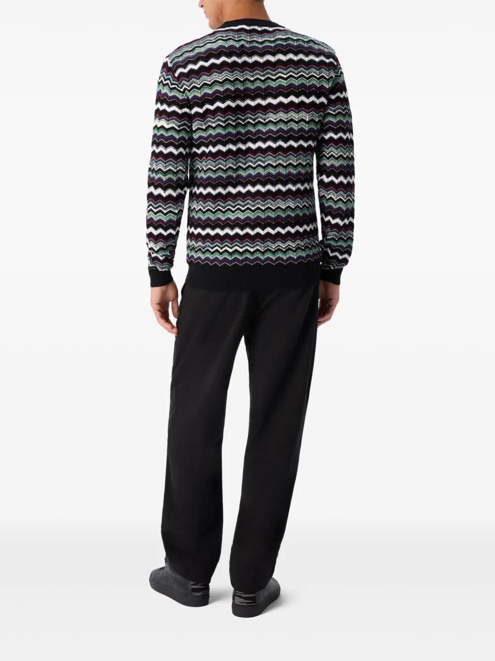 Missoni Trui met zigzag patroon en ronde hals Blauw