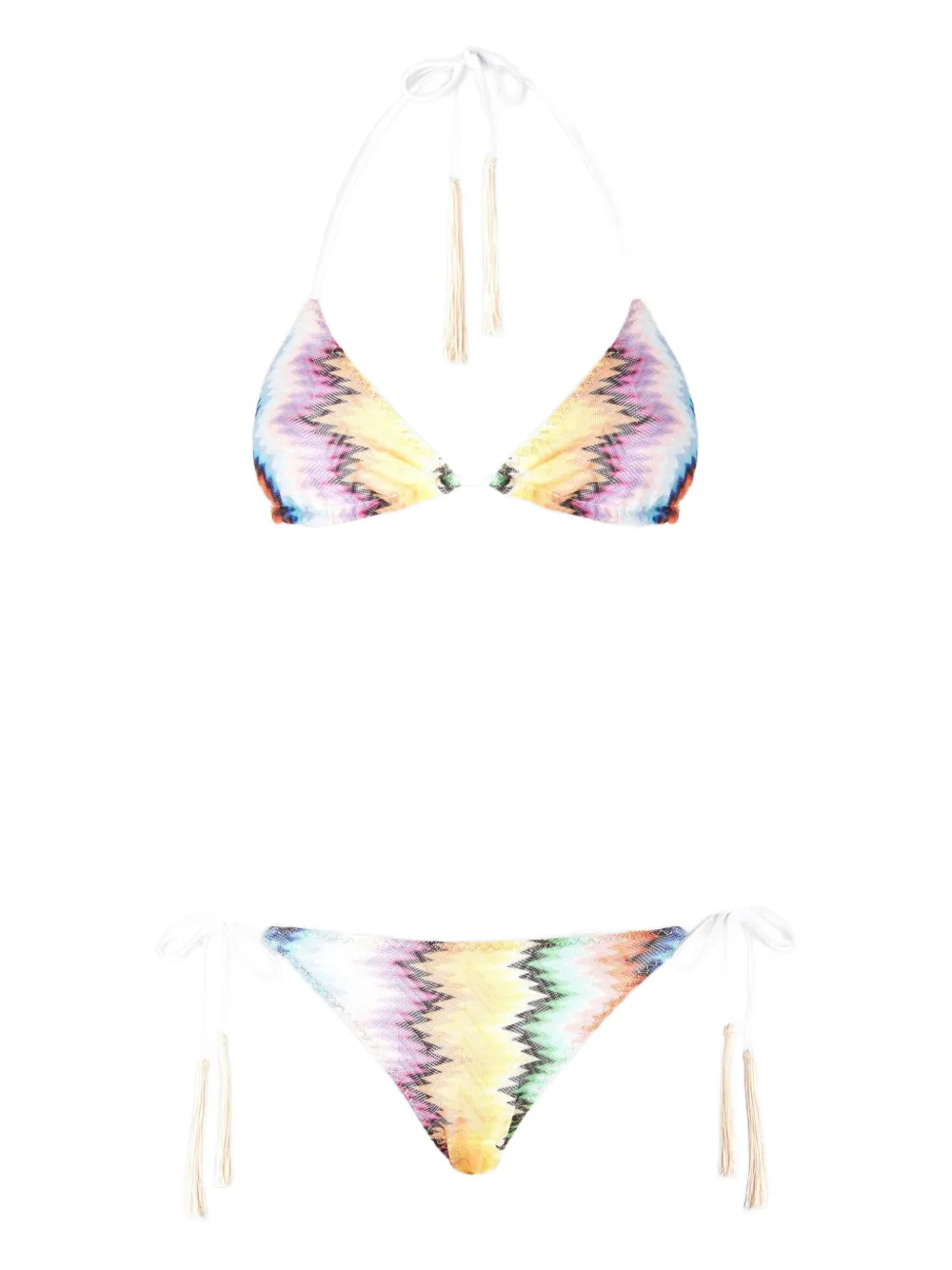 Missoni Zigzag-pattern Tassel Bikini In Yellow