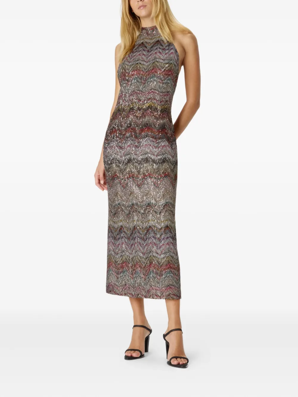 Missoni sequin-embellishment halter-neck midi dress - Beige