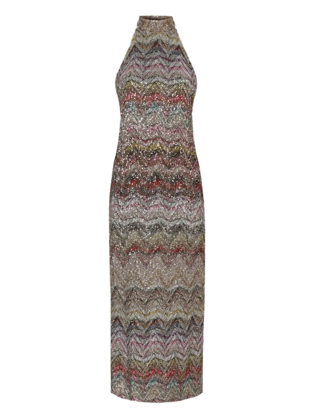 Missoni Midi-jurk met pailletten en halternek Beige