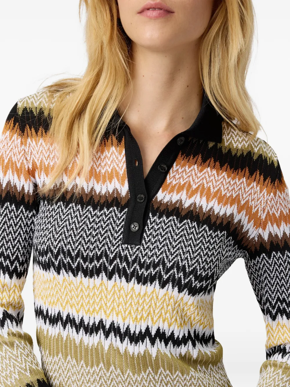 Missoni Polotop met chevron streep Veelkleurig